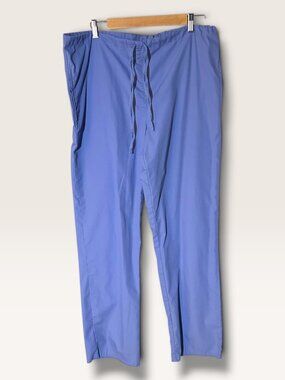 Spectrum Blue Elastic Waist Scrub Pants M Unisex Drawstring Cotton Blend